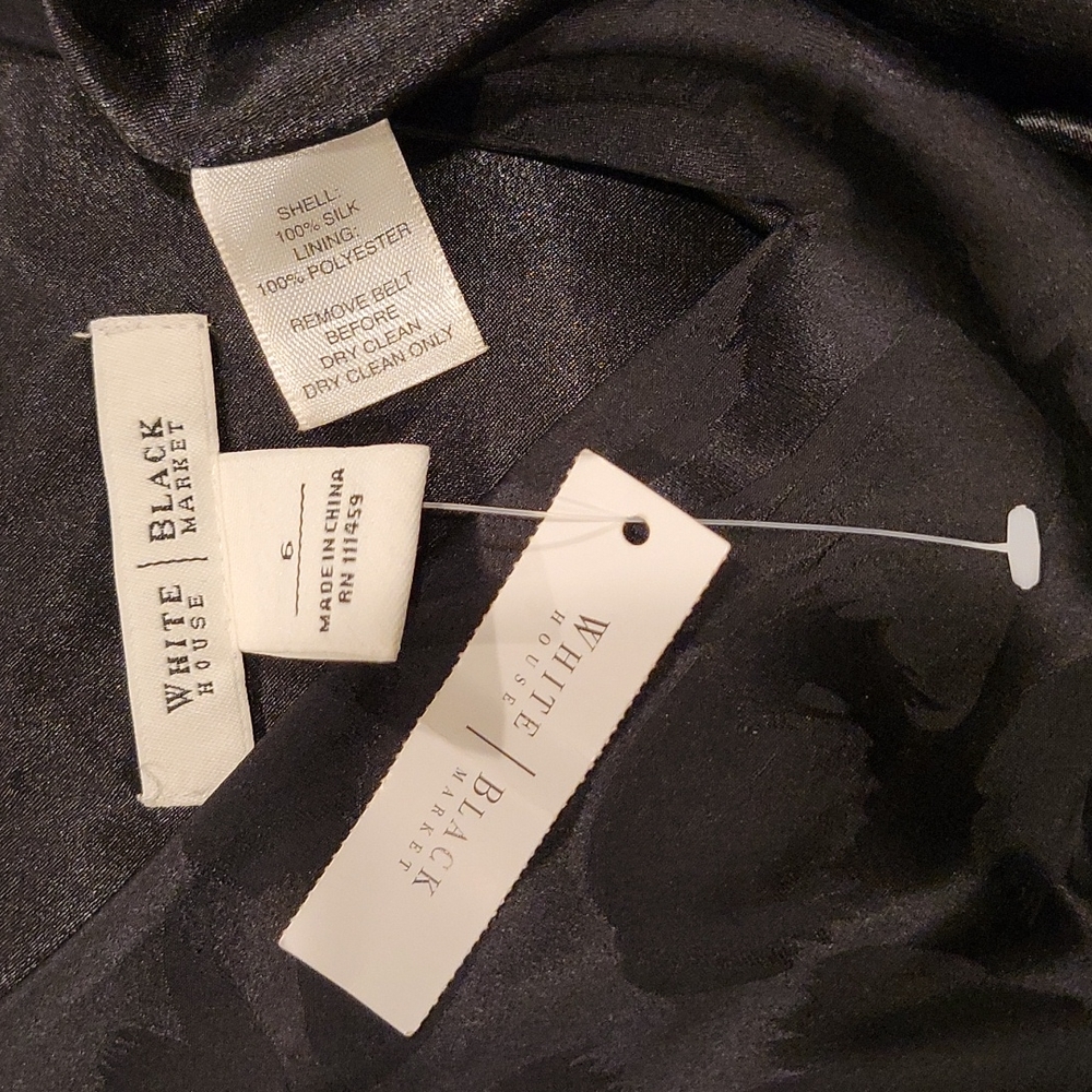 NWT White House Black Market Silk Black Dress Size 6 - Picture 12 of 16